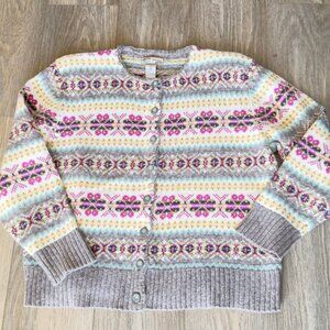 Vintage Heirloom Collectibles Fair Isles Button Front Cardigan Sweater Size L